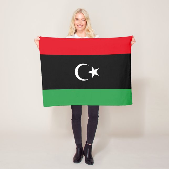 Libyen Flagga Fleecefilt (På plats)