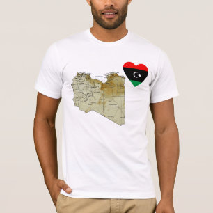 Libyen Flagga Heart och Karta T-Shirt