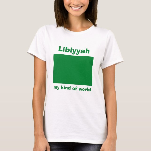 Libyen Flagga + Karta + Text T-Shirt (Framsida)