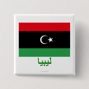 Libyen flagga med namn i arabiska knapp