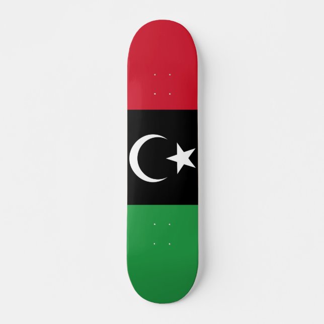 Libyen flagga mini skateboard bräda 18,5 cm (Framsida)