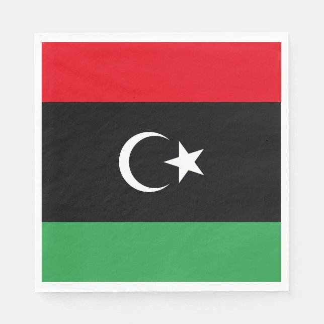 Libyen Flagga Pappersservett (Framsidan)