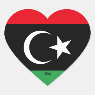 Libyen Flagga Splendid Patriotic Hjärtformat Klistermärke