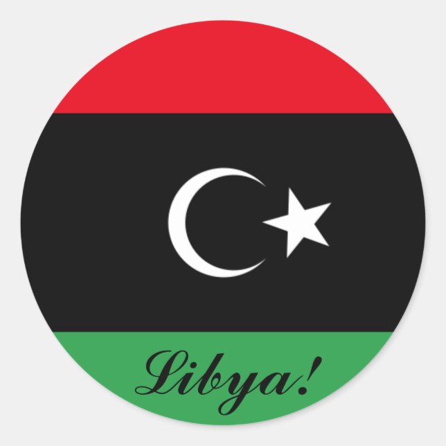 Libyen Flagga Stickers Runt Klistermärke (Framsida)