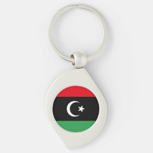 Libyen Flagga Swirl Silverfärgad Nyckelring
