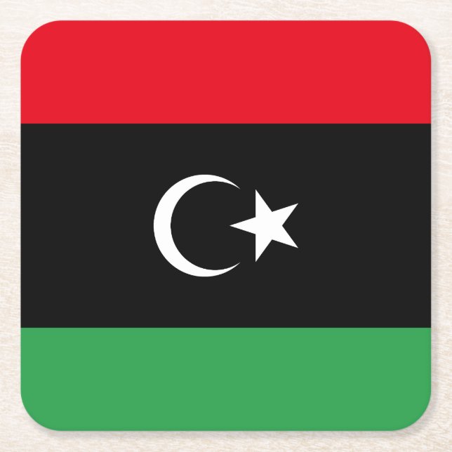 Libyen Flagga Underlägg Papper Kvadrat (Framsidan)