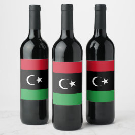 Libyen flagga vinflaska etikett