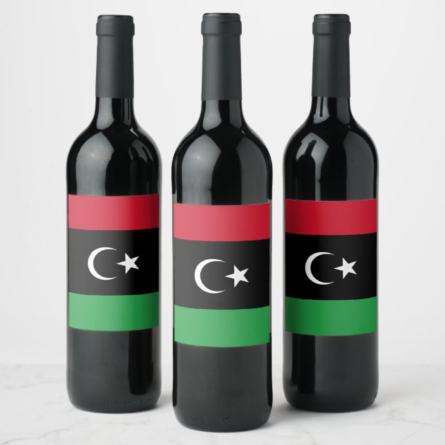 Libyen flagga vinflaska etikett (Flaskor)