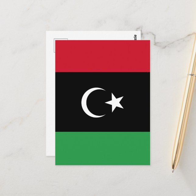 Libyen flagga vykort (Fram/Back In Situ)