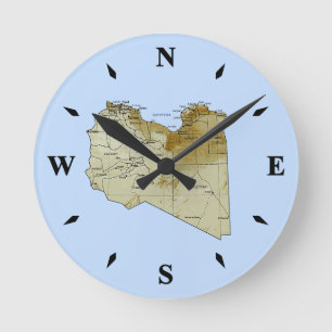 Libyen Karta Clock Rund Klocka
