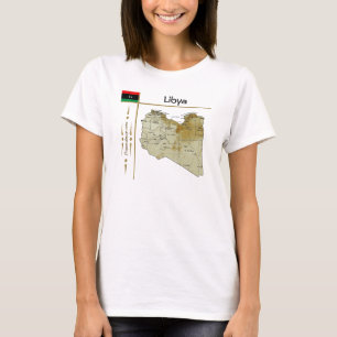 Libyen Karta + Flagga + avdelning T-Shirt