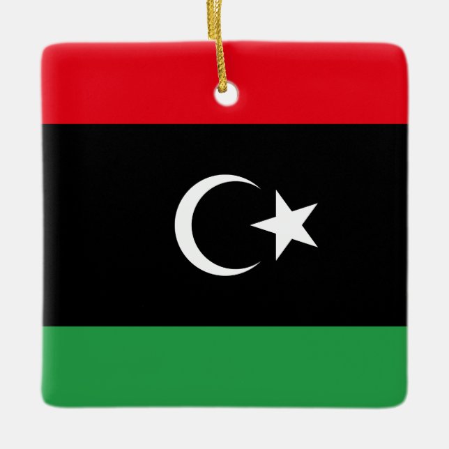 Libyen (Libyen) Flagga Julgransprydnad Keramik (Framsida)