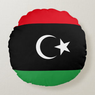 Libyen (Libyen) Flagga Rund Kudde