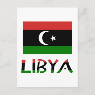 Libyen och Libyen-Flagga Vykort