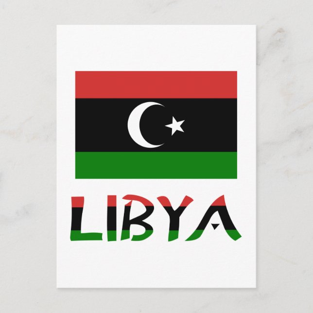 Libyen och Libyen-Flagga Vykort (Framsida)