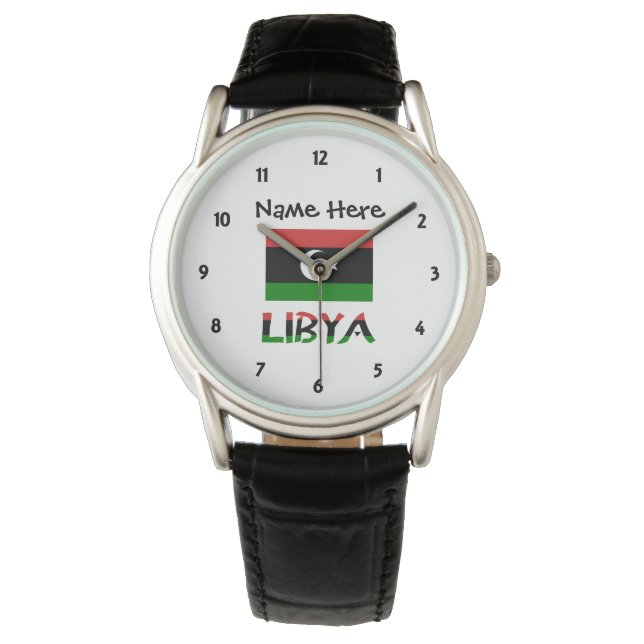 Libyen och Libyens Flagga Personlig Armbandsur (Framsida)