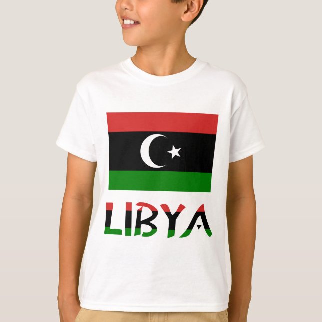 Libyen och libyska flaggan t-shirt (Framsida)