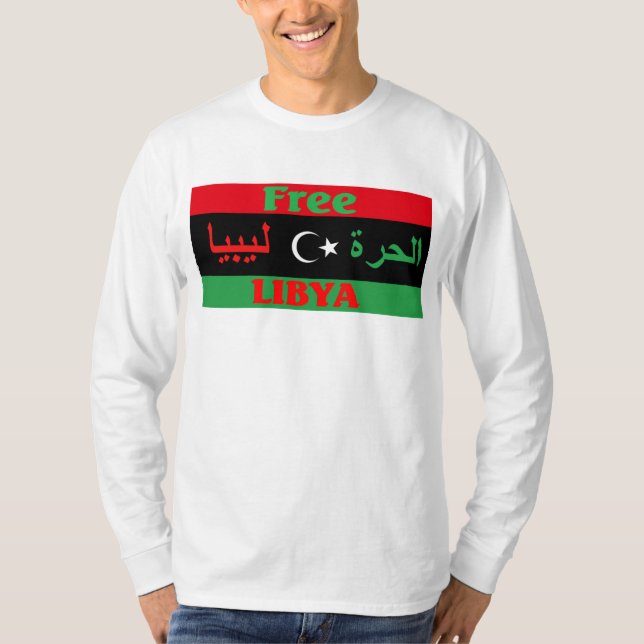 Libyen skjorta - fri Libyen ليبياالحرة T Shirt (Framsida)