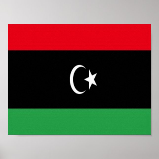 Libyen - Wave Flagga - Poster (Framsidan)