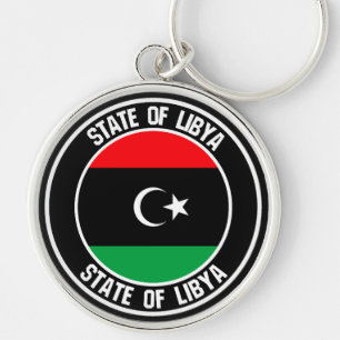 Libyenrunda Emblem Rund Silverfärgad Nyckelring