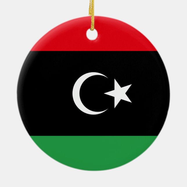 Libyens flagga julgransprydnad keramik (Baksidan)