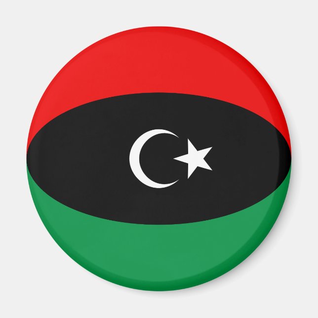 Libyska Fisheye Flagga Magnet (Framsidan)