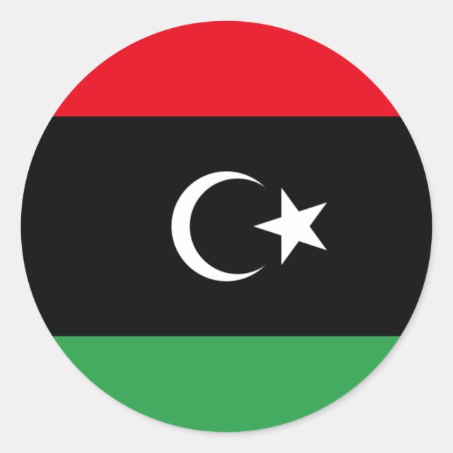 Libyska Flagga, Libyens Flagga Runt Klistermärke (Framsida)