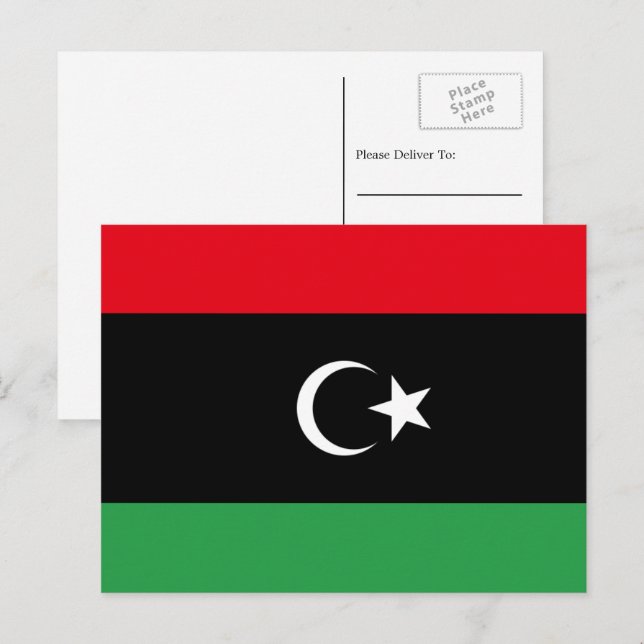 Libyska Flagga, Libyens Flagga Vykort (Fram/baksida)