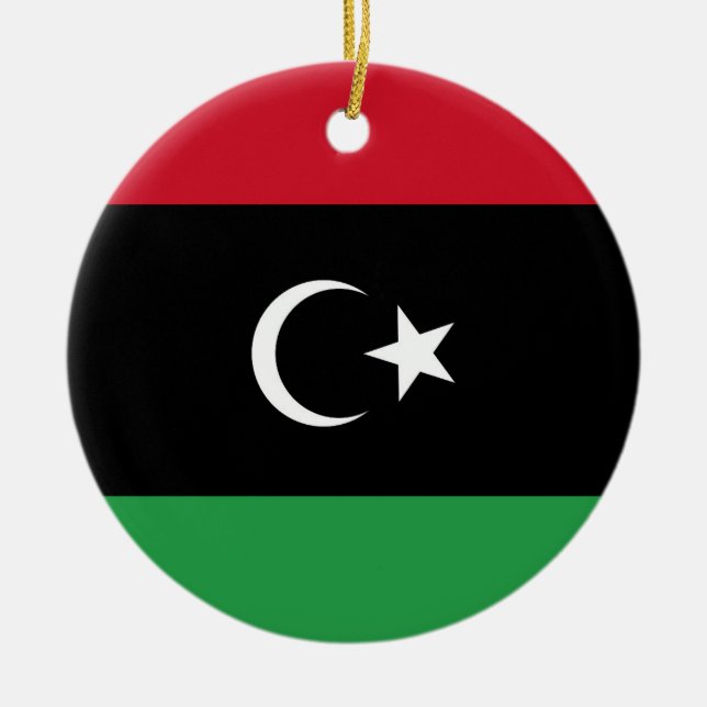 Libyska flaggan julgransprydnad keramik (Framsidan)