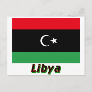 Libyska flaggan med namn vykort