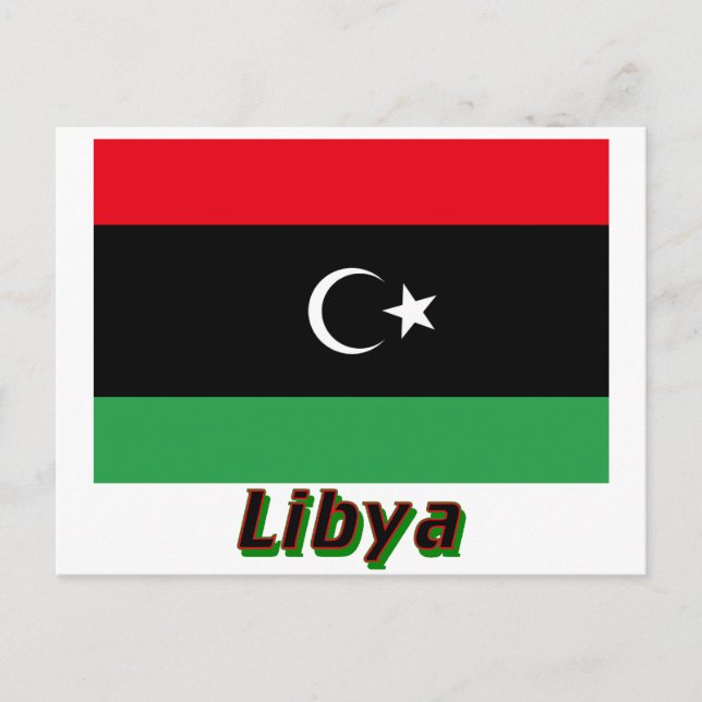 Libyska flaggan med namn vykort (Framsida)