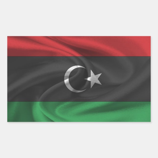 Libyska flaggan rektangulärt klistermärke (Framsida)