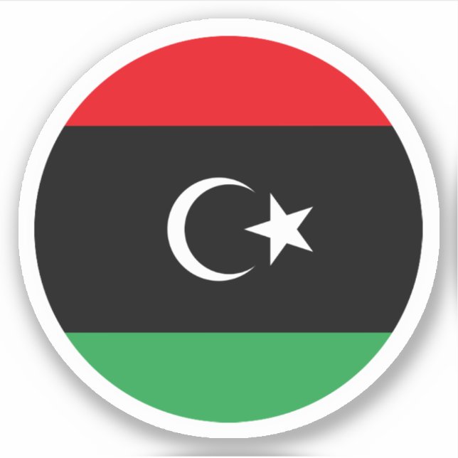 Libyska flaggan rund dekal (Framsida)