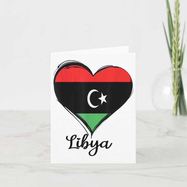 Libyska flaggans hjärta Stolta libyska stolthet Ar Kort (Framsida)