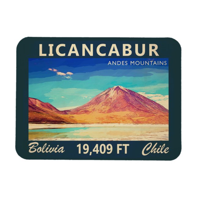 Licancabur South America Vintage Magnet (Horisontell)