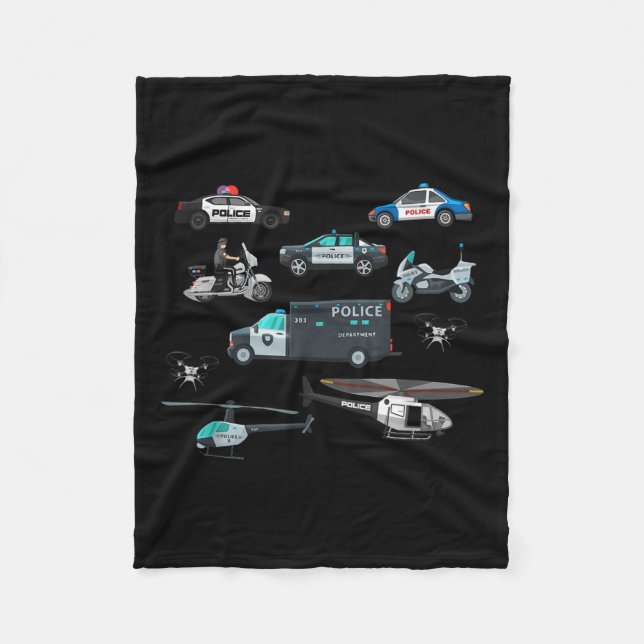 Lice Vehicles Cop Helicopter Toddlers Kids Women M Fleecefilt (Framsidan)