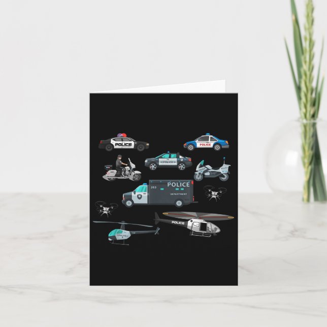 Lice Vehicles Cop Helicopter Toddlers Kids Women M Kort (Framsida)