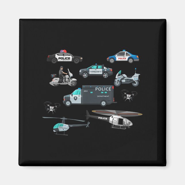 Lice Vehicles Cop Helicopter Toddlers Kids Women M Magnet (Framsidan)