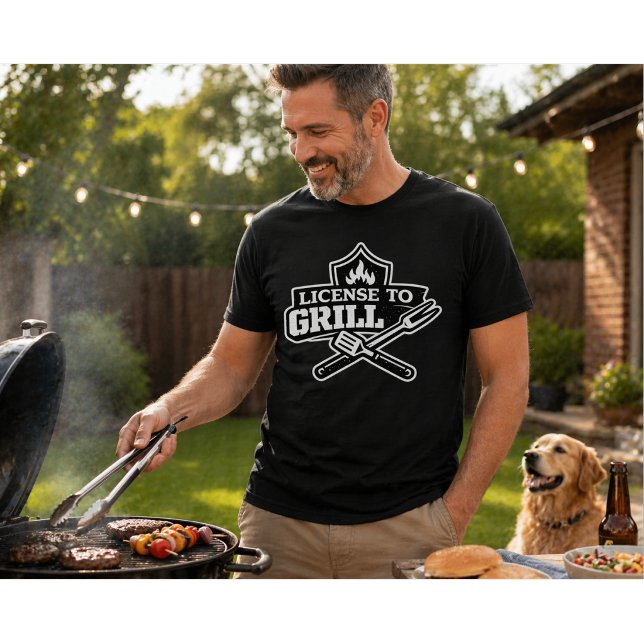 Licens att Grilla Rolig BBQ-design T Shirt (Skapare uppladdad)
