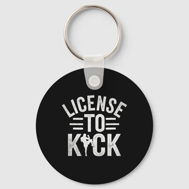 Licens att sparka kickboxning sparkboxare _1 nyckelring (Framsida)