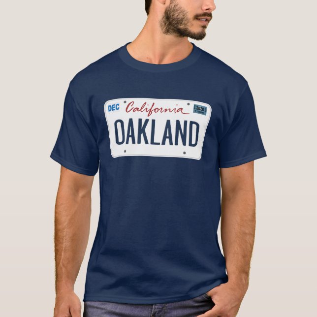Licens Plate Oakland California T Shirt (Framsida)