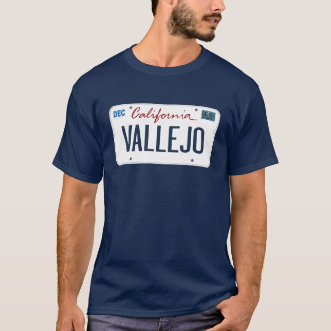 Licens Plate Vallejo California T Shirt (Framsida)