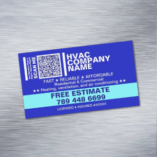 Licens & Qr-kod Blue Professional HVAC Magnetiska Visitkort