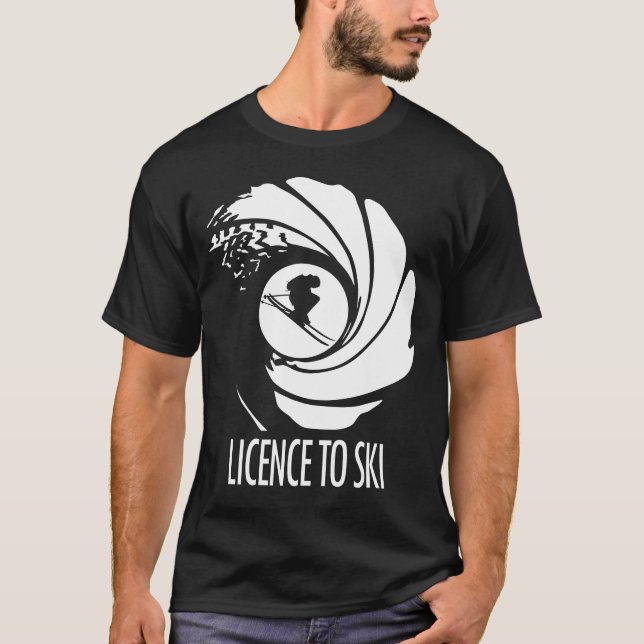 LICENS TILL ATT SKIDA T-shirt Design för män (Framsida)