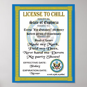 Licens till Chill Pension certifikat Poster