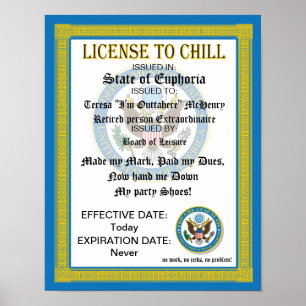 Licens till Chill Pension certifikat Poster