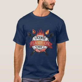 Licens till Grill - Flame On, Chef BBQ Tee