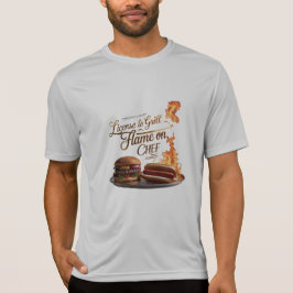 Licens till Grill - Flame On, Chef Premium BBQ T Shirt