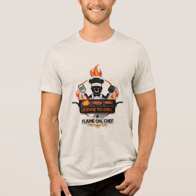 Licens till Grill - Flame On, Chef Tee (Framsida)