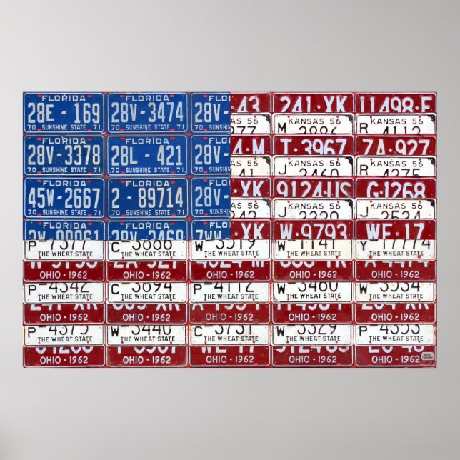 License Plate Flagga of the United Stater USA 2012 Poster (Framsidan)